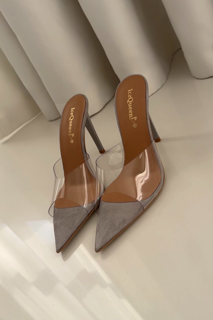Perspex Mules Gray
